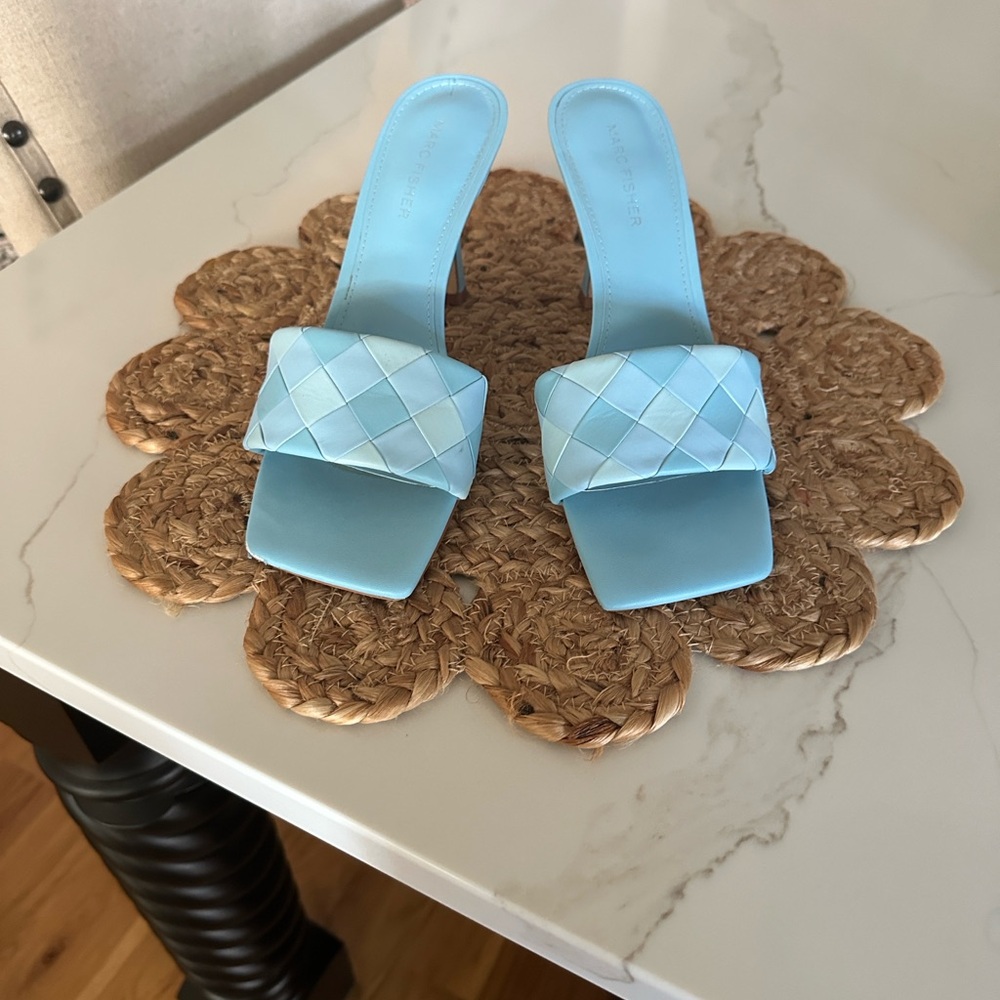 Marc Fisher Light Blue Woven Heels
